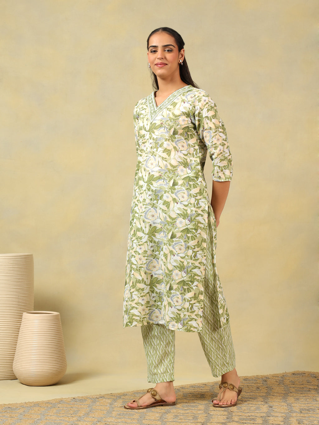 Navya Olive Foliage Suit Set