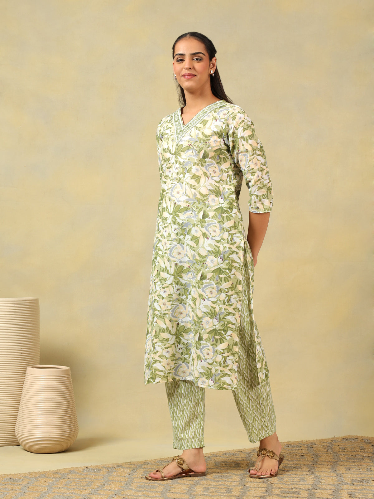 Navya Olive Foliage Suit Set