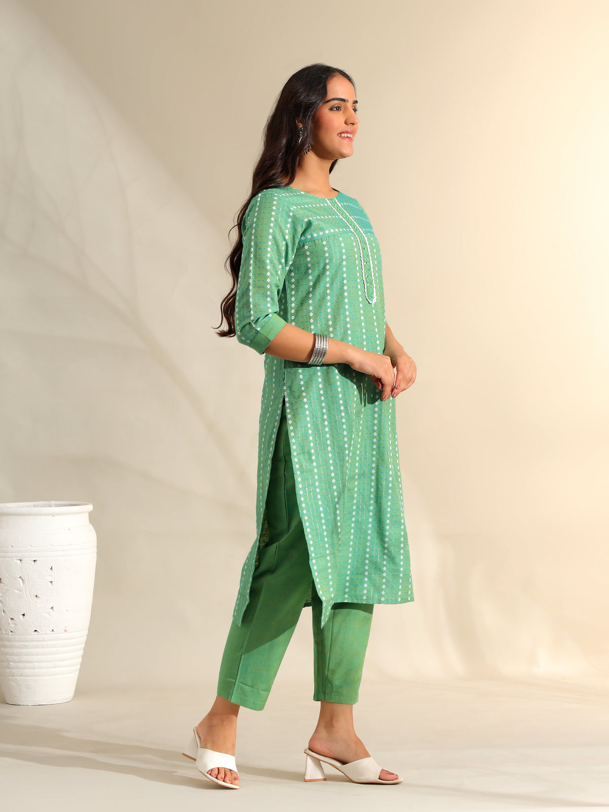 Shanvi Sea-Mist Bandhani Kurta Set