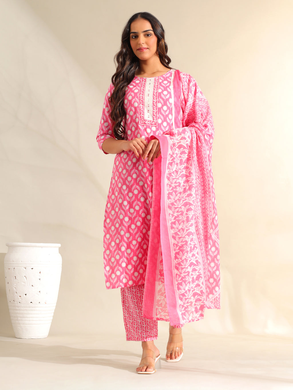 Amrita Fuchsia Garden Suit Set