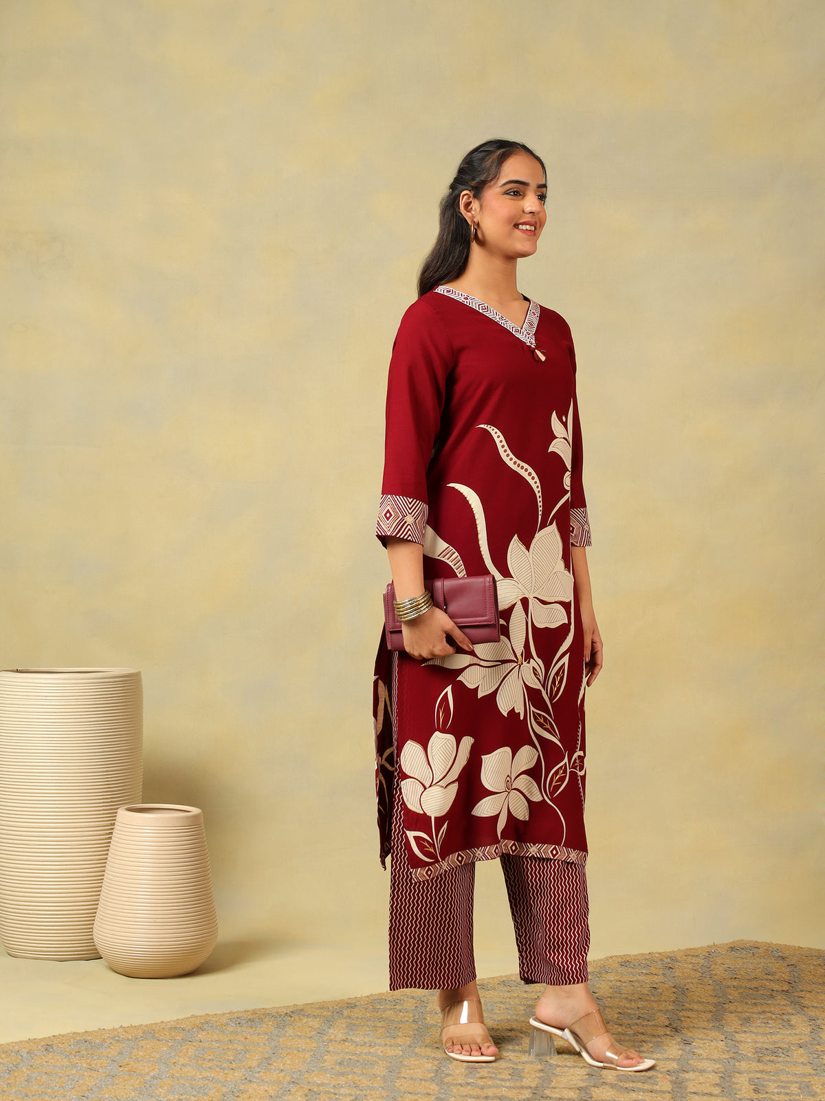 Ishani Maroon Lily Kurta Set