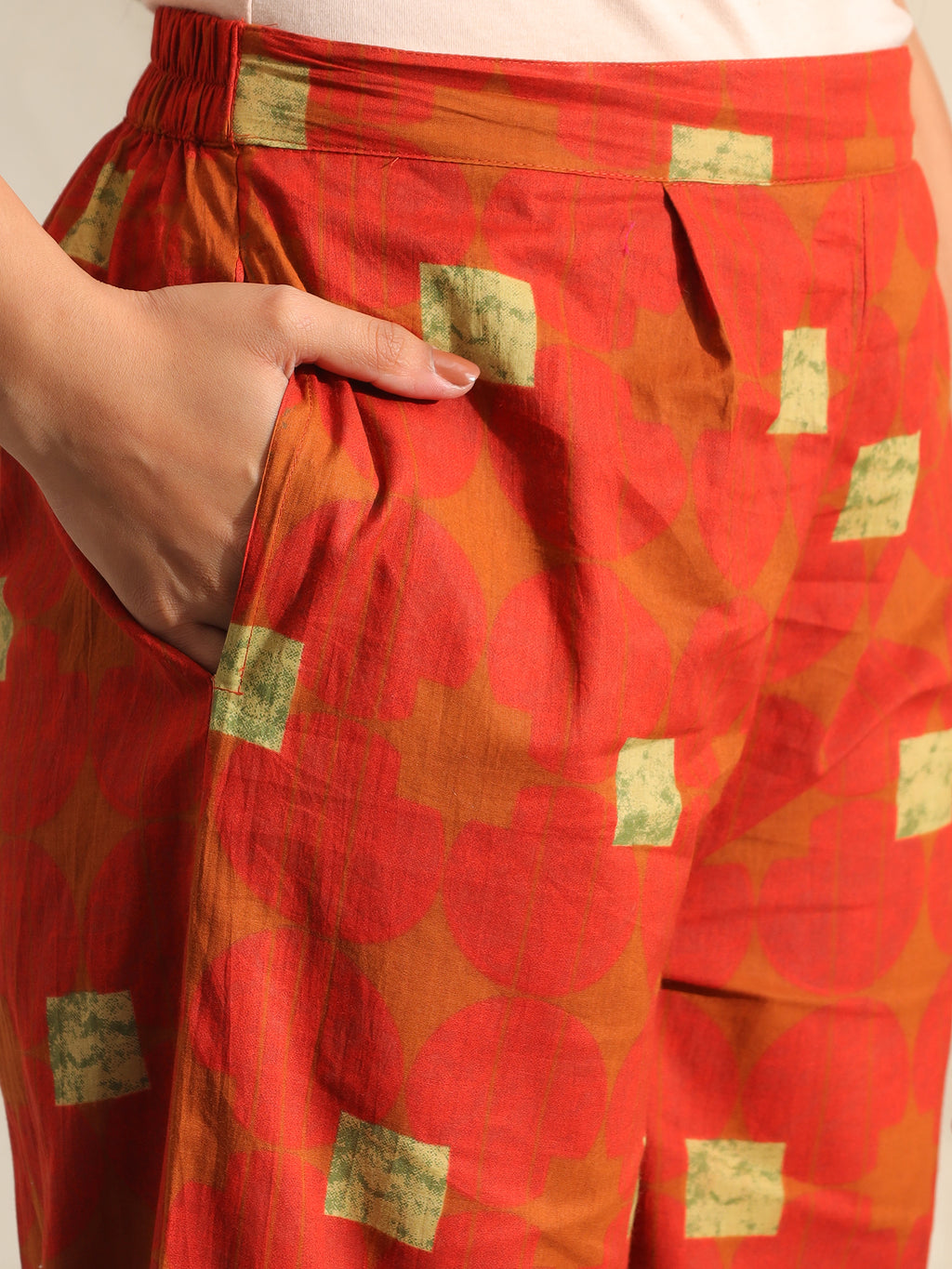 Reva Rust Geometric Kurta Set