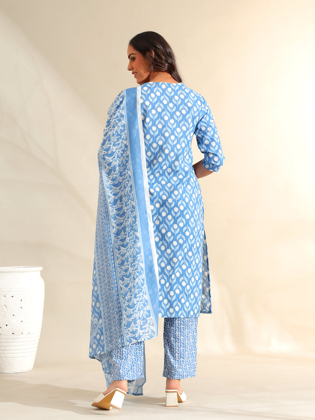 Inara Cerulean Floral Suit Set