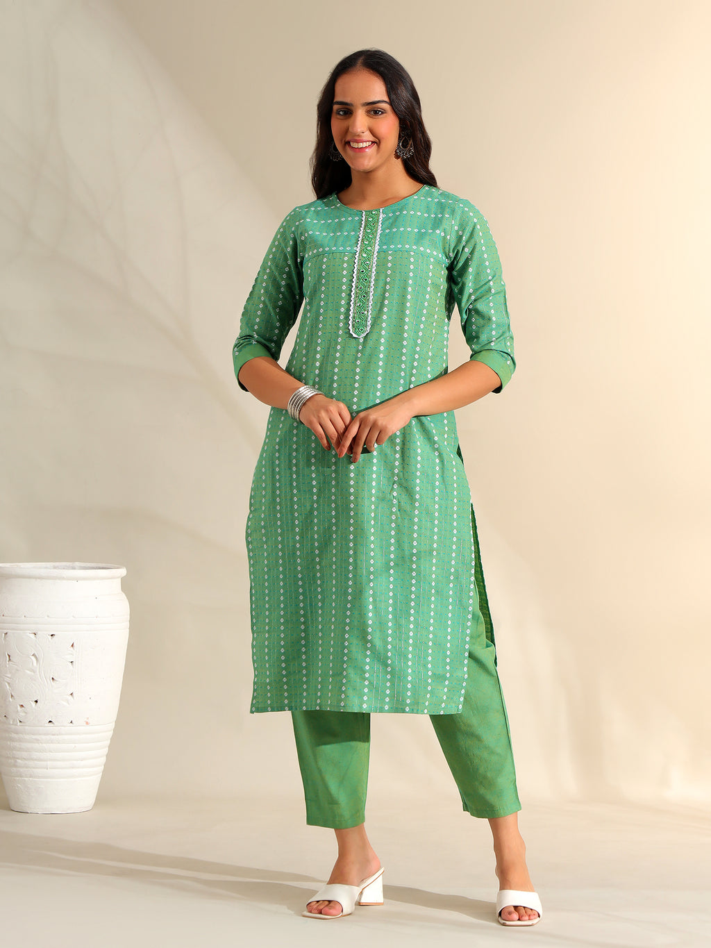 Shanvi Sea-Mist Bandhani Kurta Set