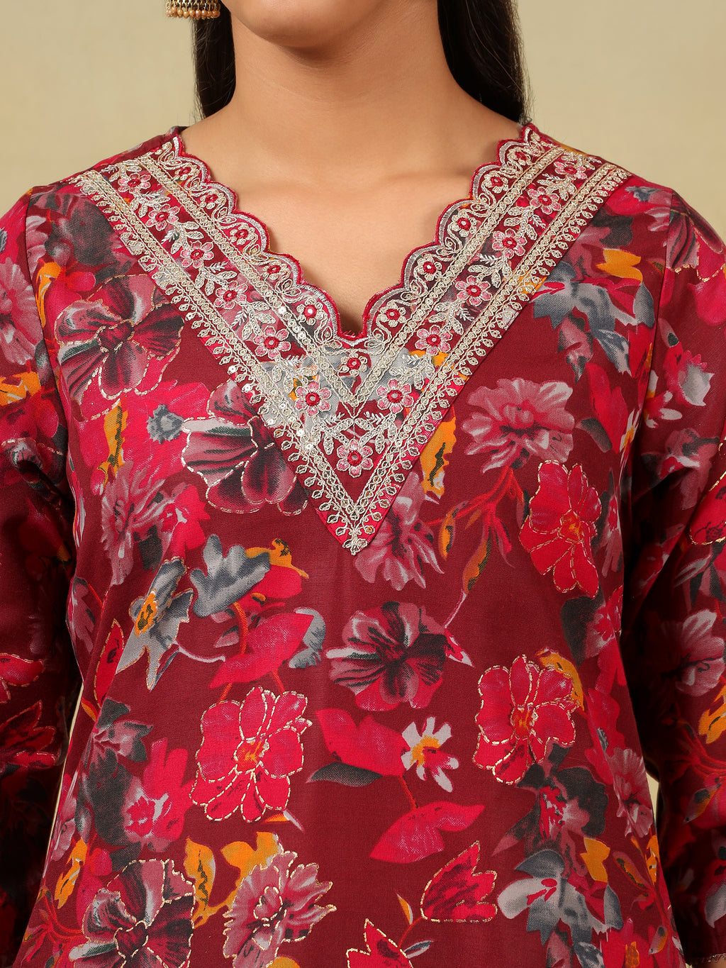 Sia Crimson Floral Dream Suit Set