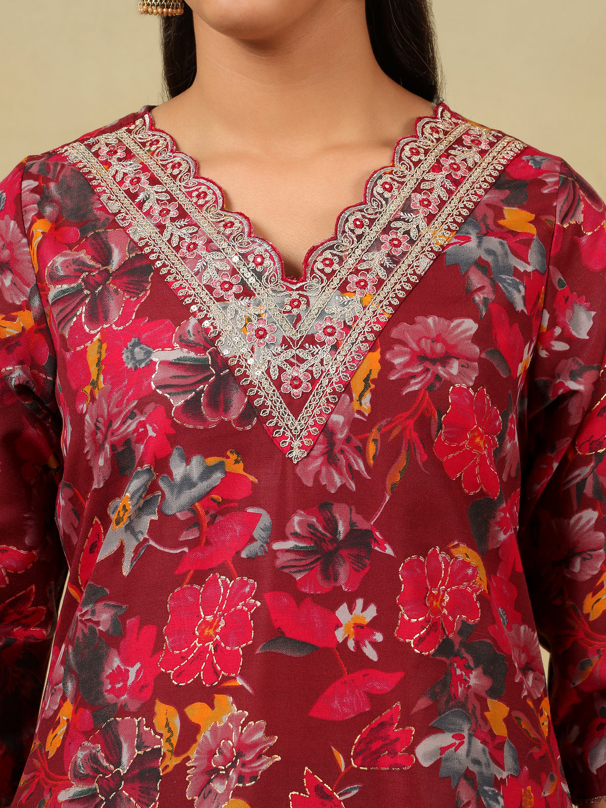 Sia Crimson Floral Dream Suit Set