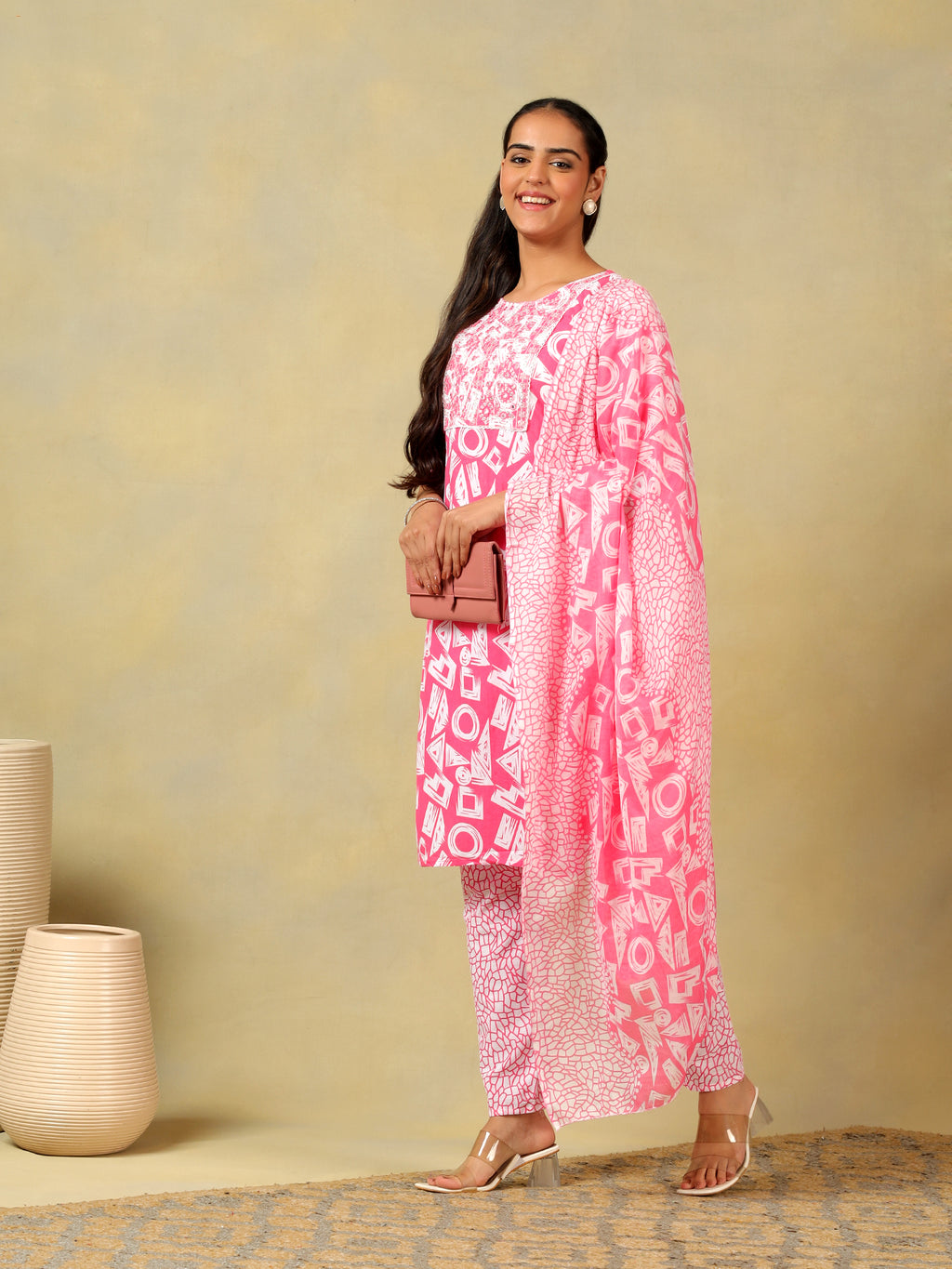 Ananya Geometric Block Print Kurta Set