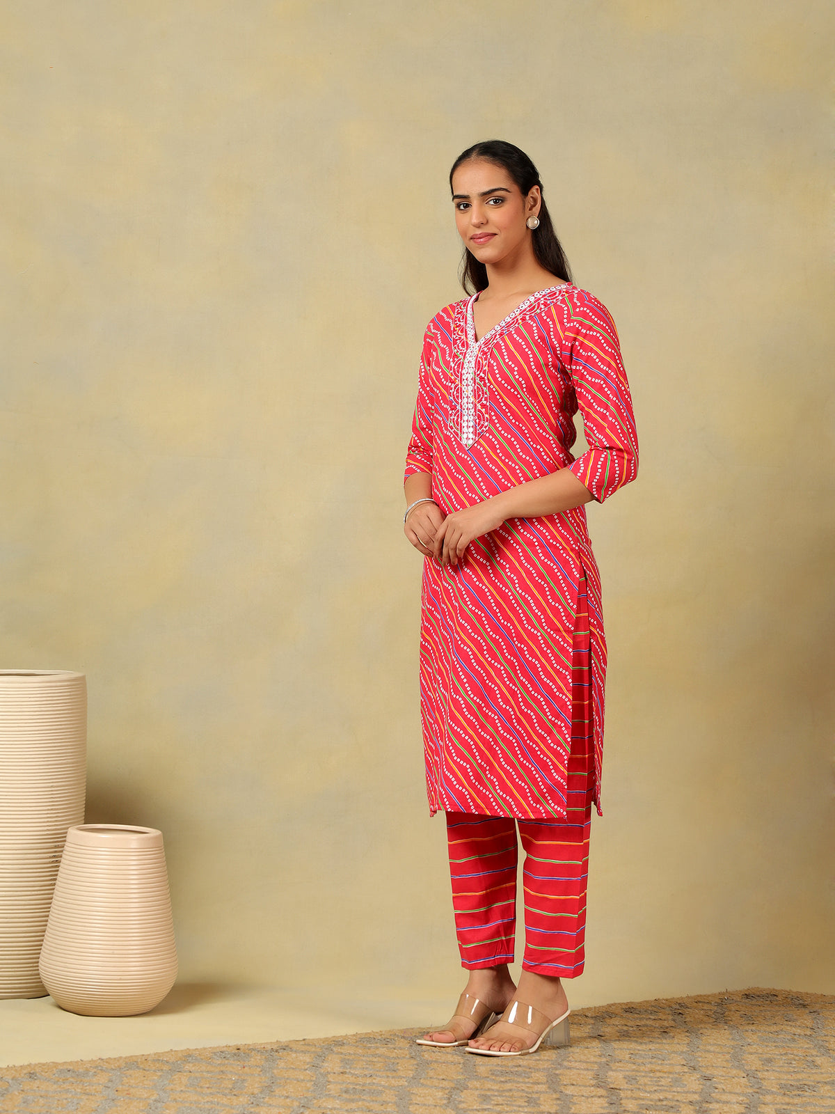 Crimson Leheria Fusion Kurta Set