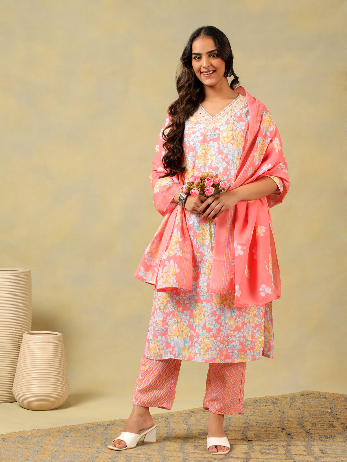Kyra Peach Blossom Suit Set