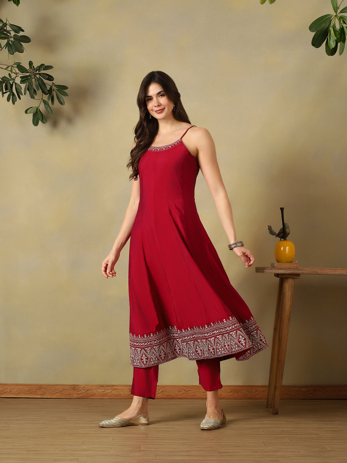 Mamicha Maroon Ethnic Set