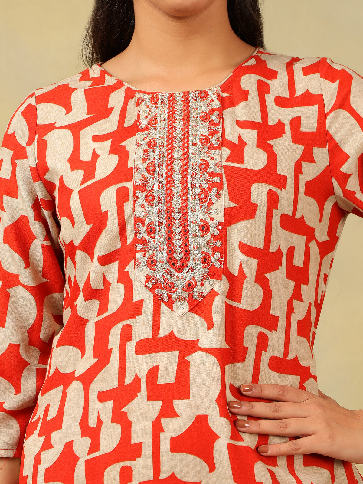 Advika Crimson Abstract Suit Set