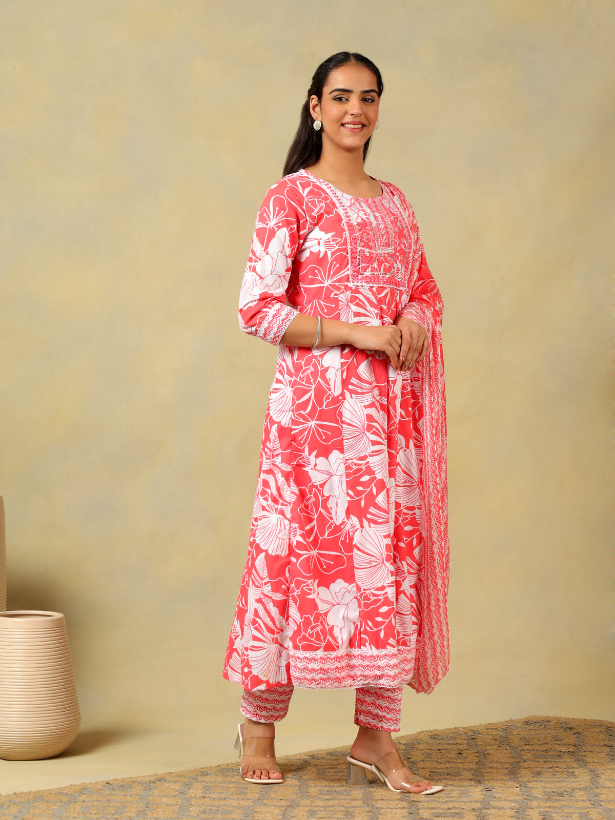 Zoya Lush Floral Anarkali Suit Set