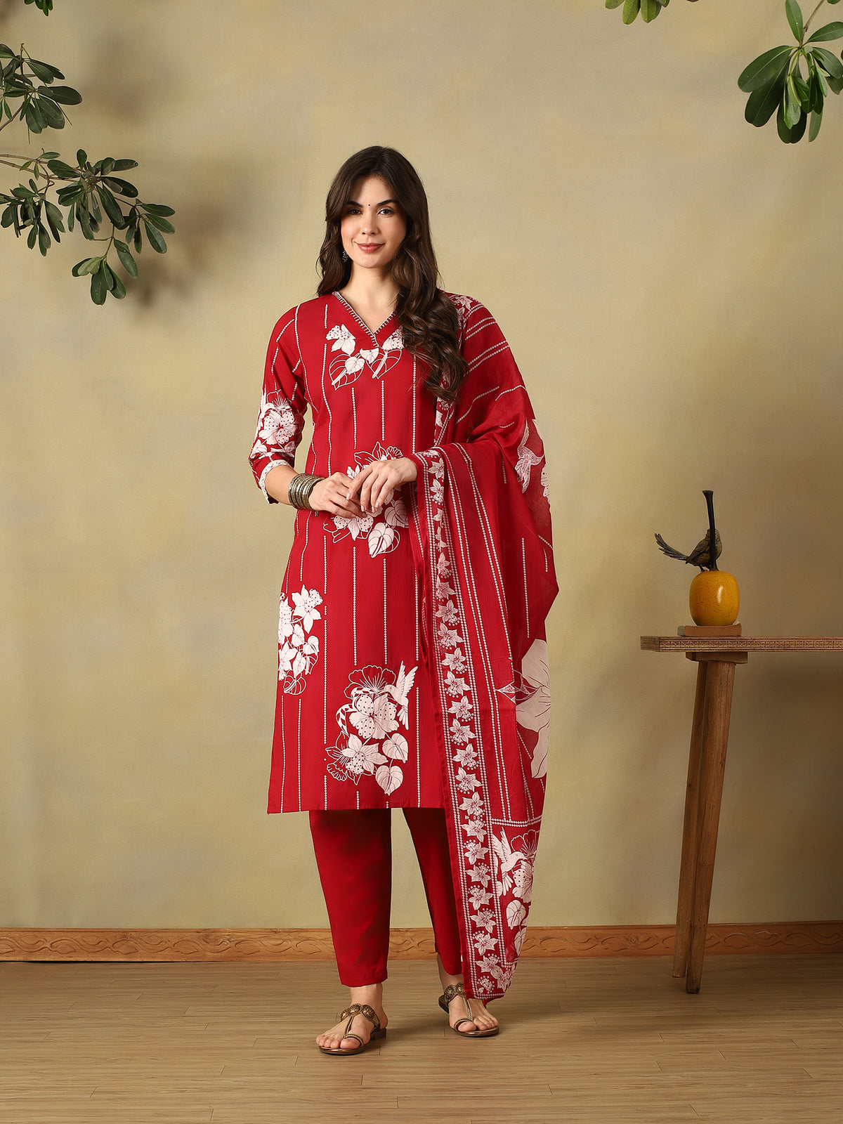 Mamicha Maroon Ethnic Set