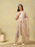 Aradhya Taupe Floral Suit Set
