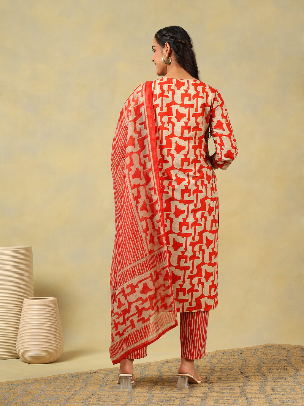 Advika Crimson Abstract Suit Set