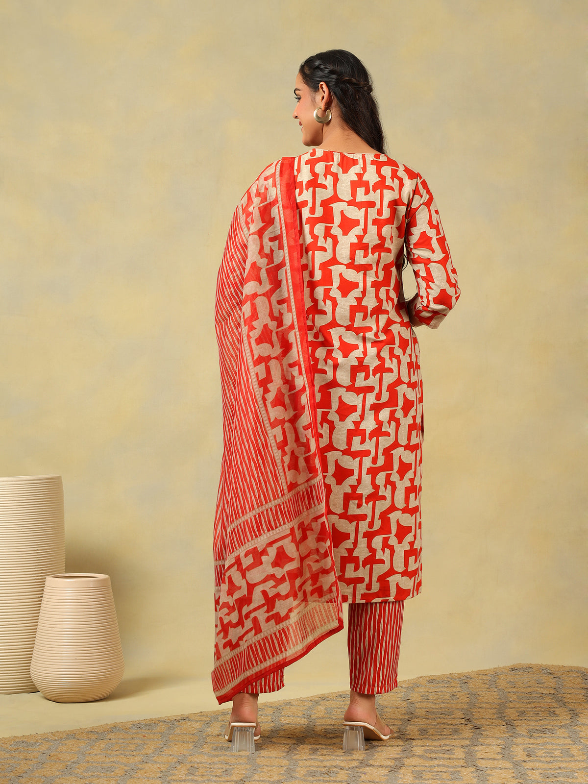 Advika Crimson Abstract Suit Set