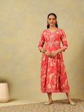 Anvi Crimson Abstract Bloom Gown