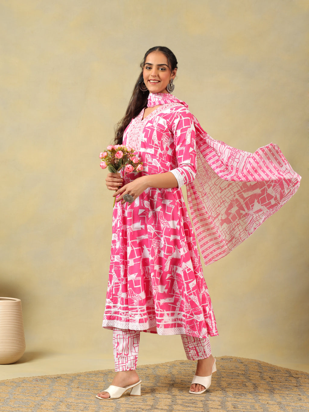 Ishani Radiant Abstract Print Anarkali Suit Set