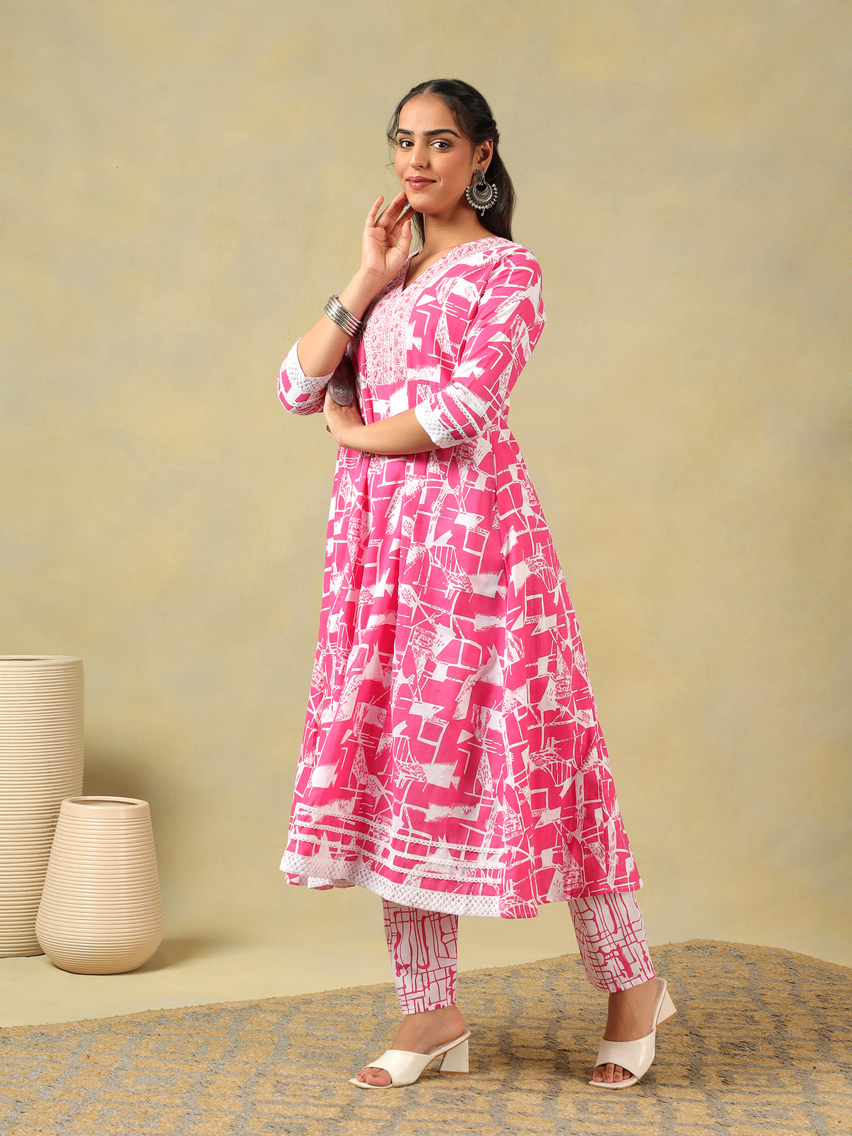 Ishani Radiant Abstract Print Anarkali Suit Set