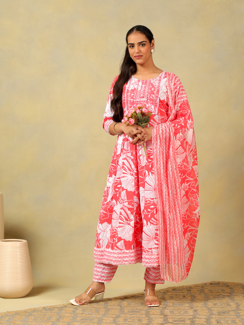 Zoya Lush Floral Anarkali Suit Set
