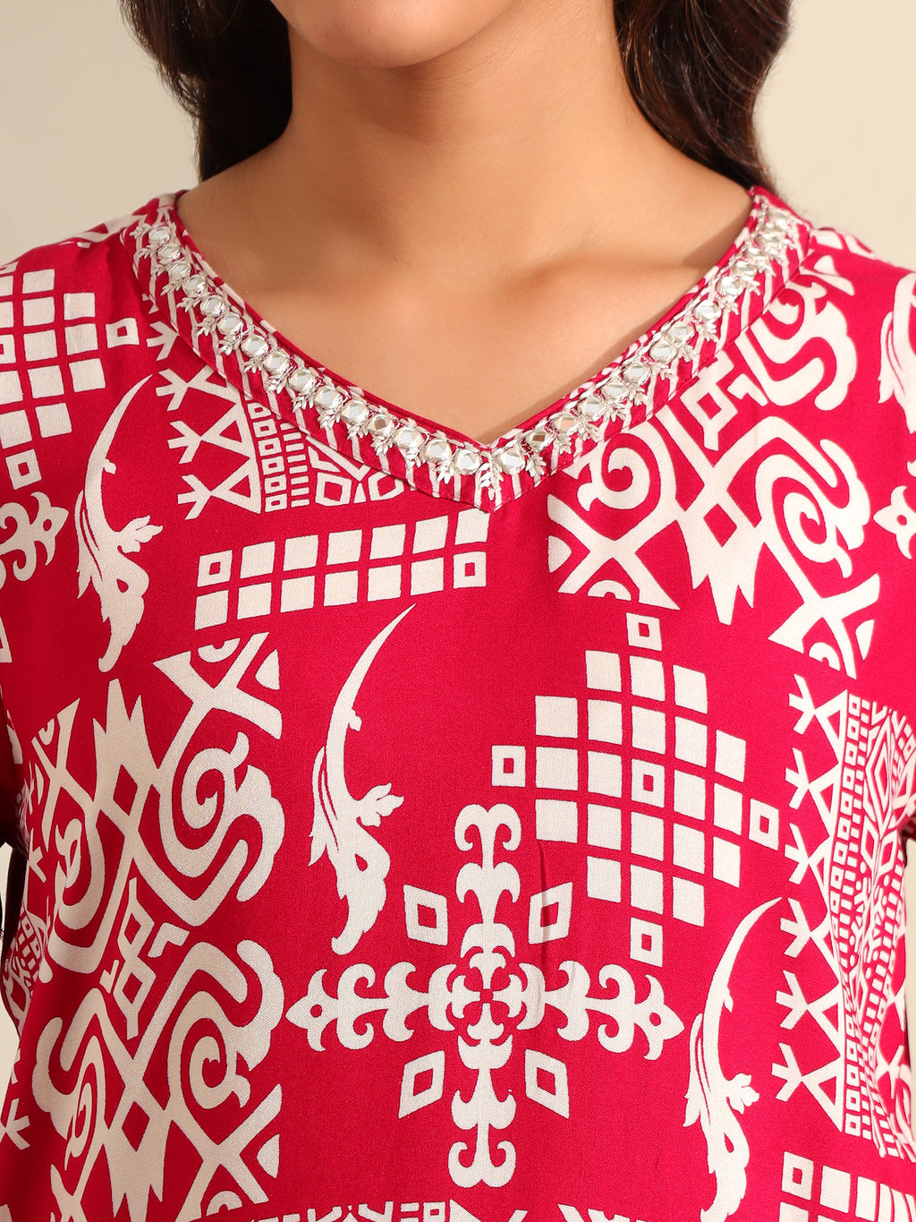 Avni Magenta Mosaic Ikat Kurta Set