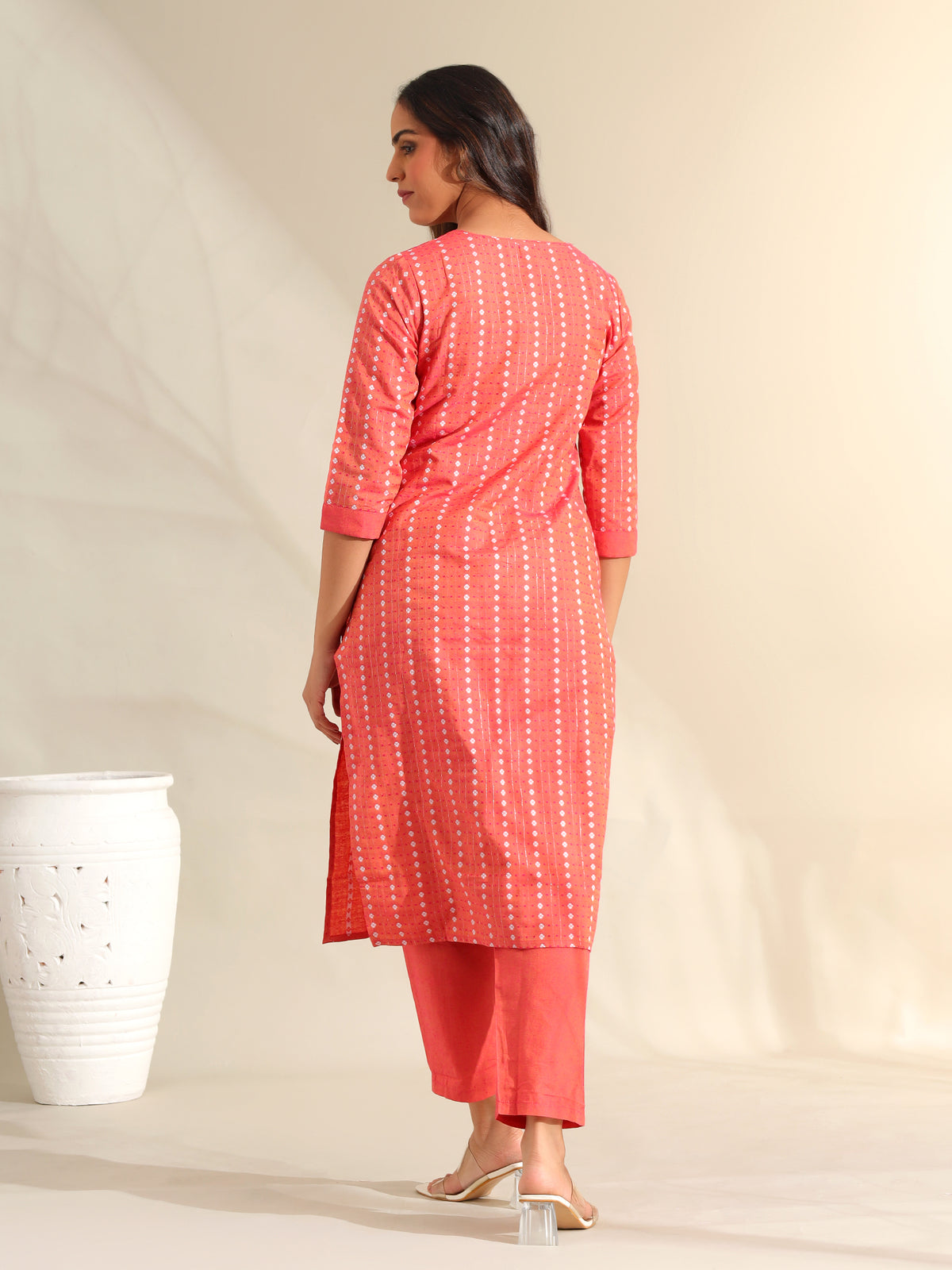 Prisha Coral Bandhani Kurta Set