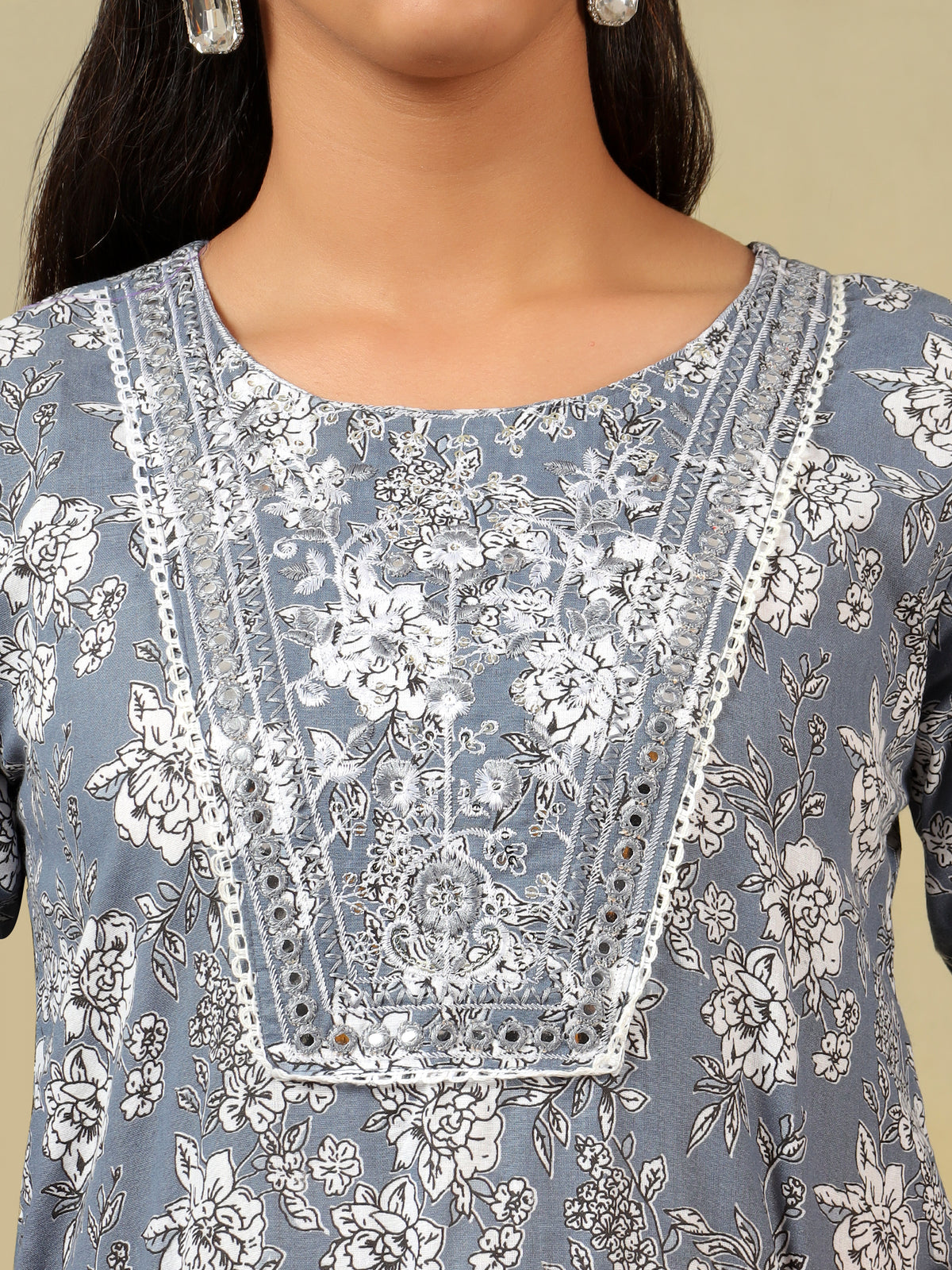 Advika Slate Floral Bloom Kurta Set