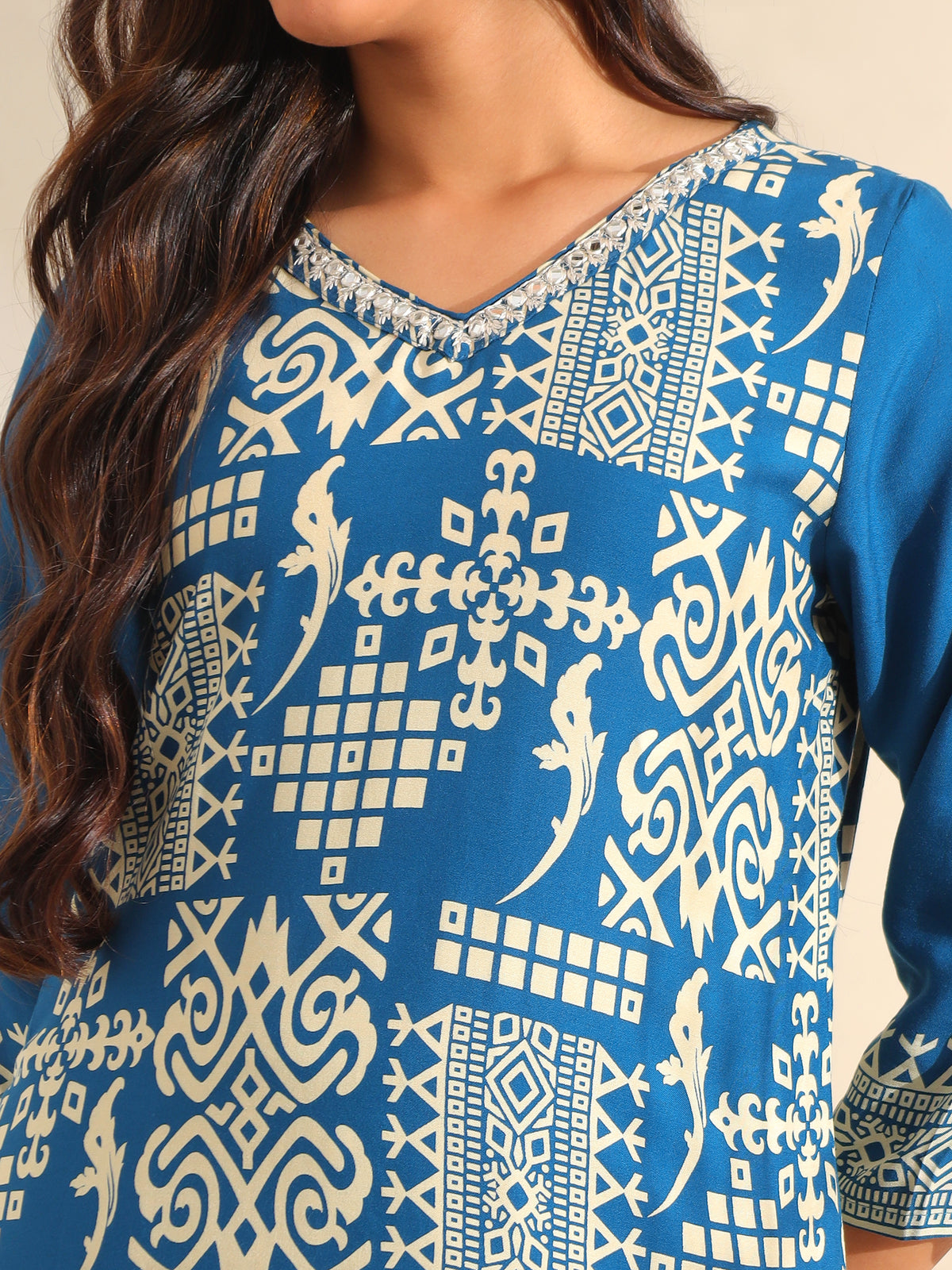 Noor Azure Tribal Kurta Set