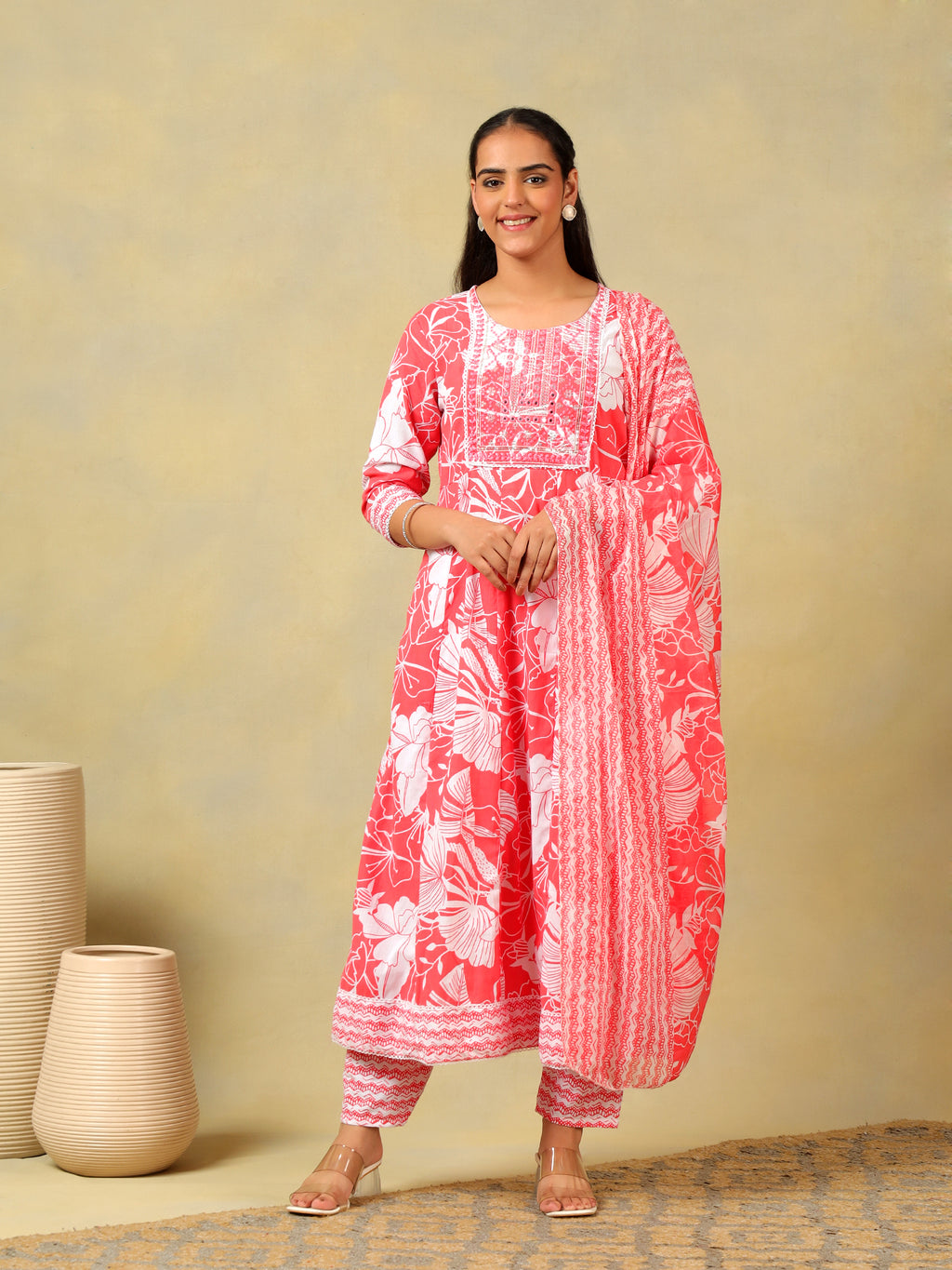 Zoya Lush Floral Anarkali Suit Set