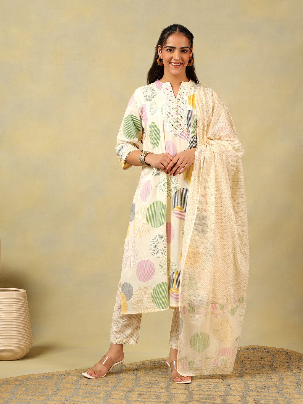 Tara Pastel Orb Print Suit Set