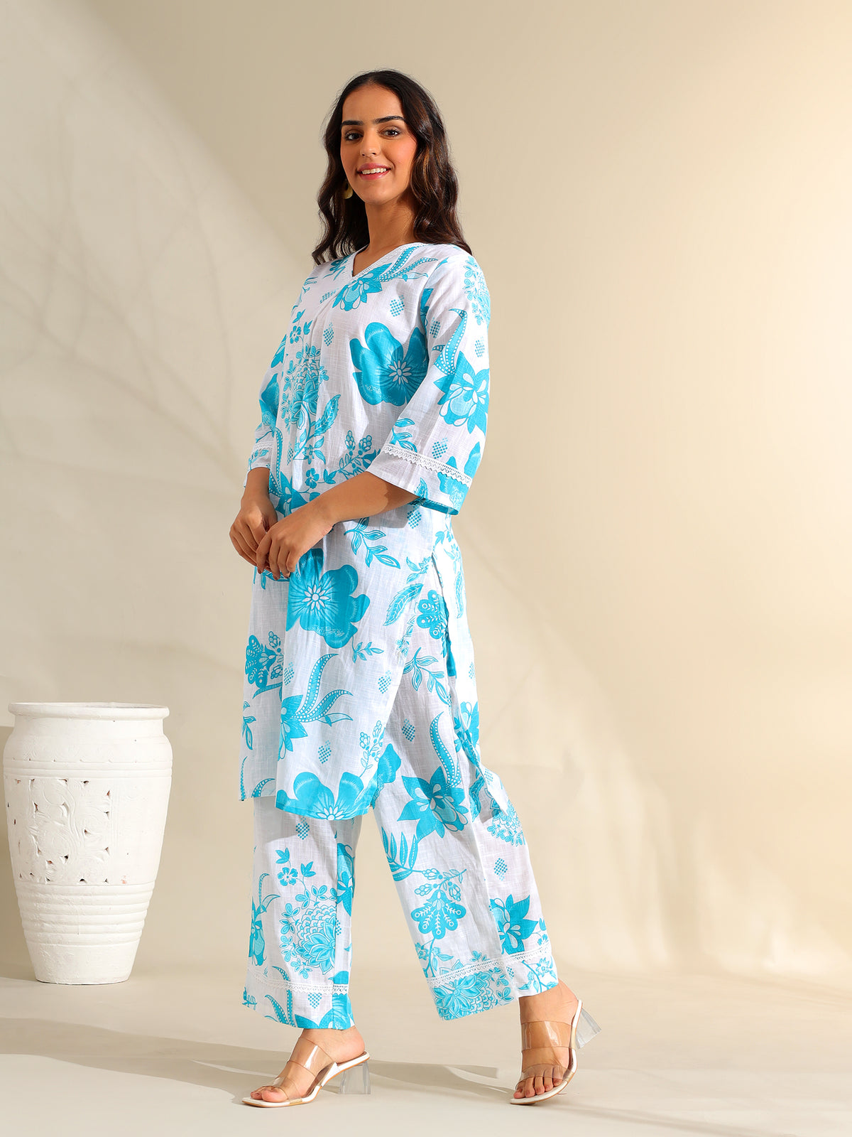 Diya Azure Floral Dream Kurta Set