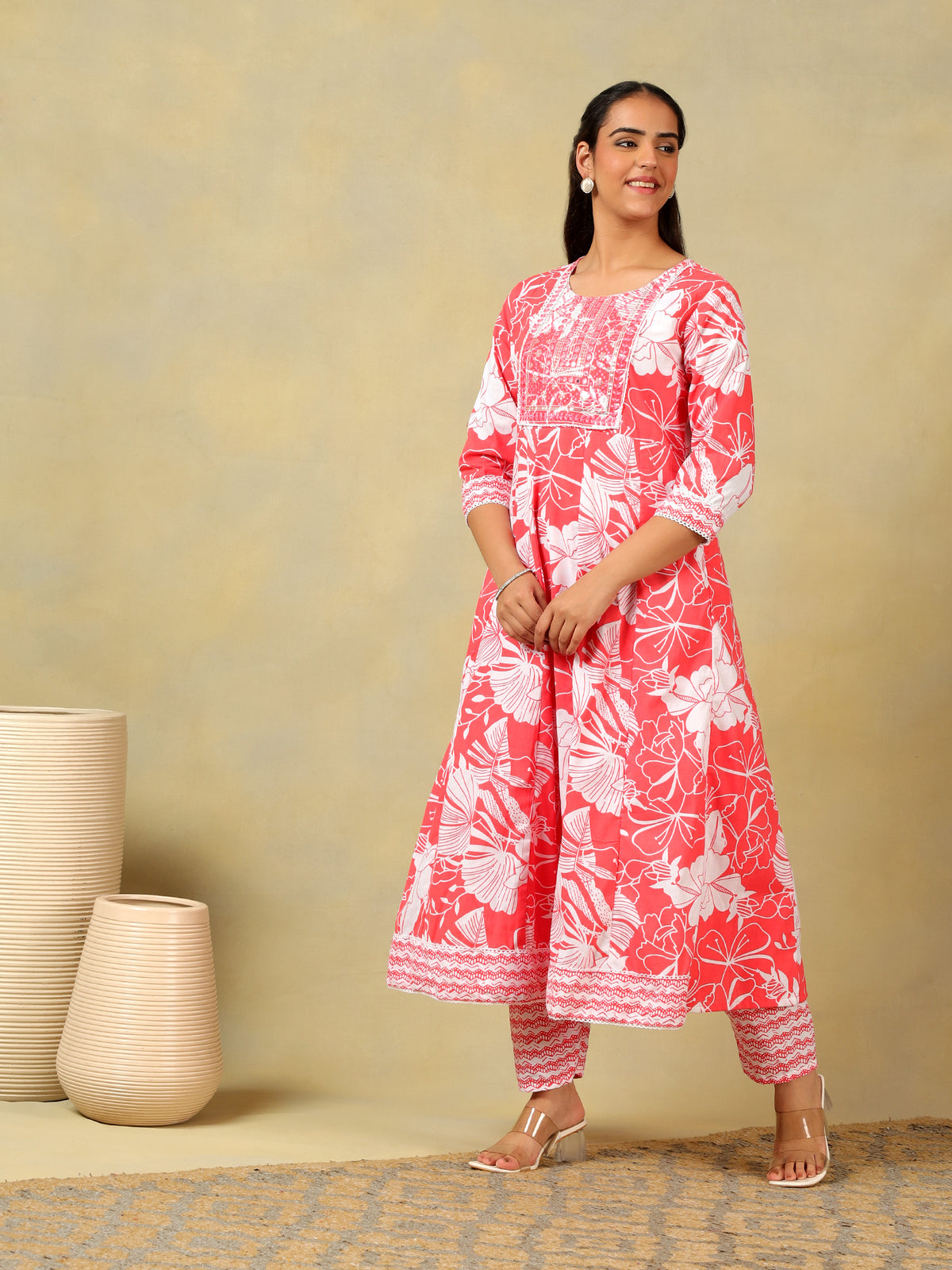 Zoya Lush Floral Anarkali Suit Set