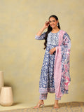 Myra Navy Floral Bloom Anarkali Suit Set