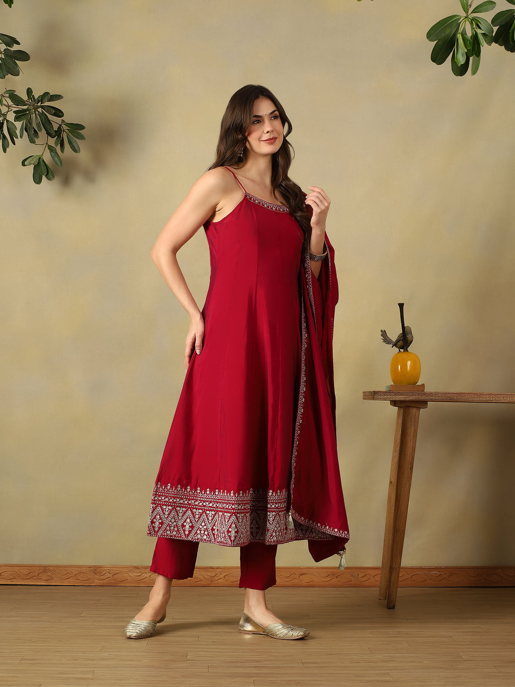 Mamicha Maroon Ethnic Set