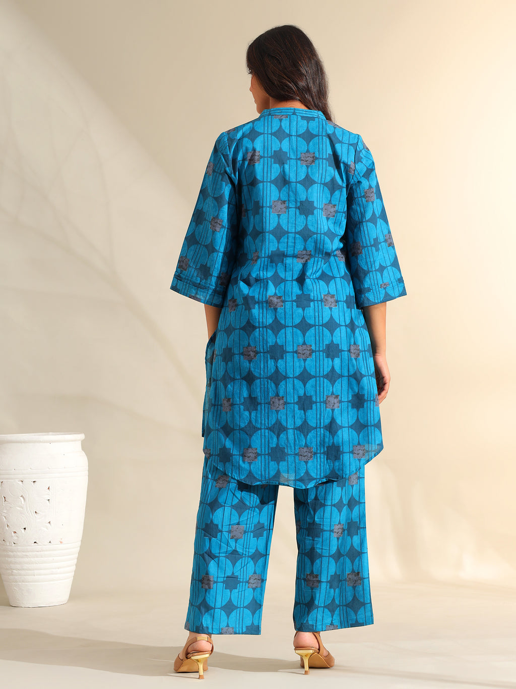 Reet Peacock Geometric Kurta Set