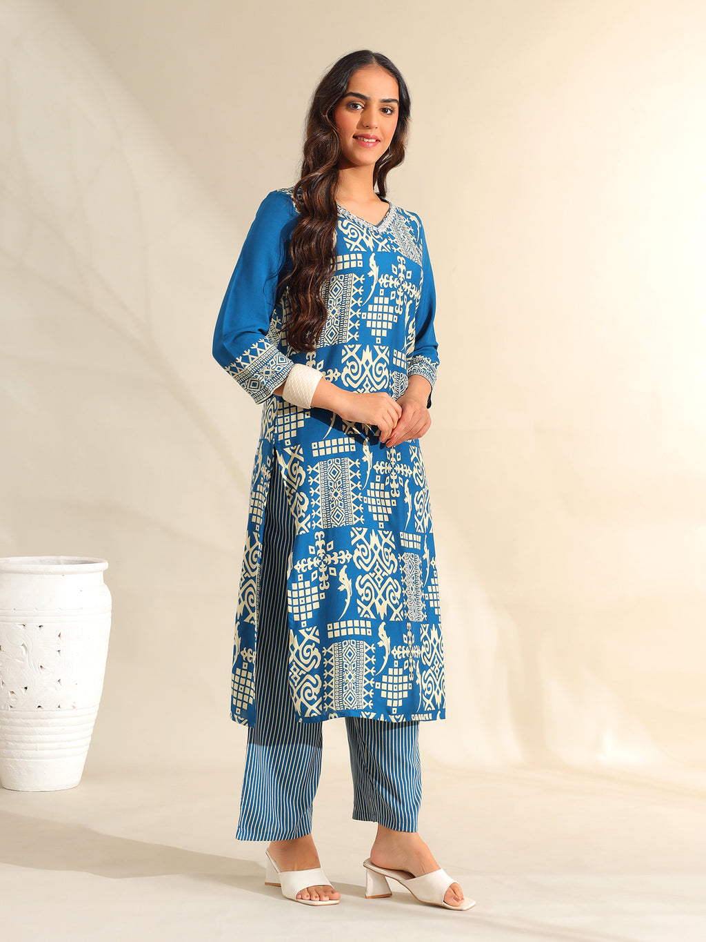 Noor Azure Tribal Kurta Set