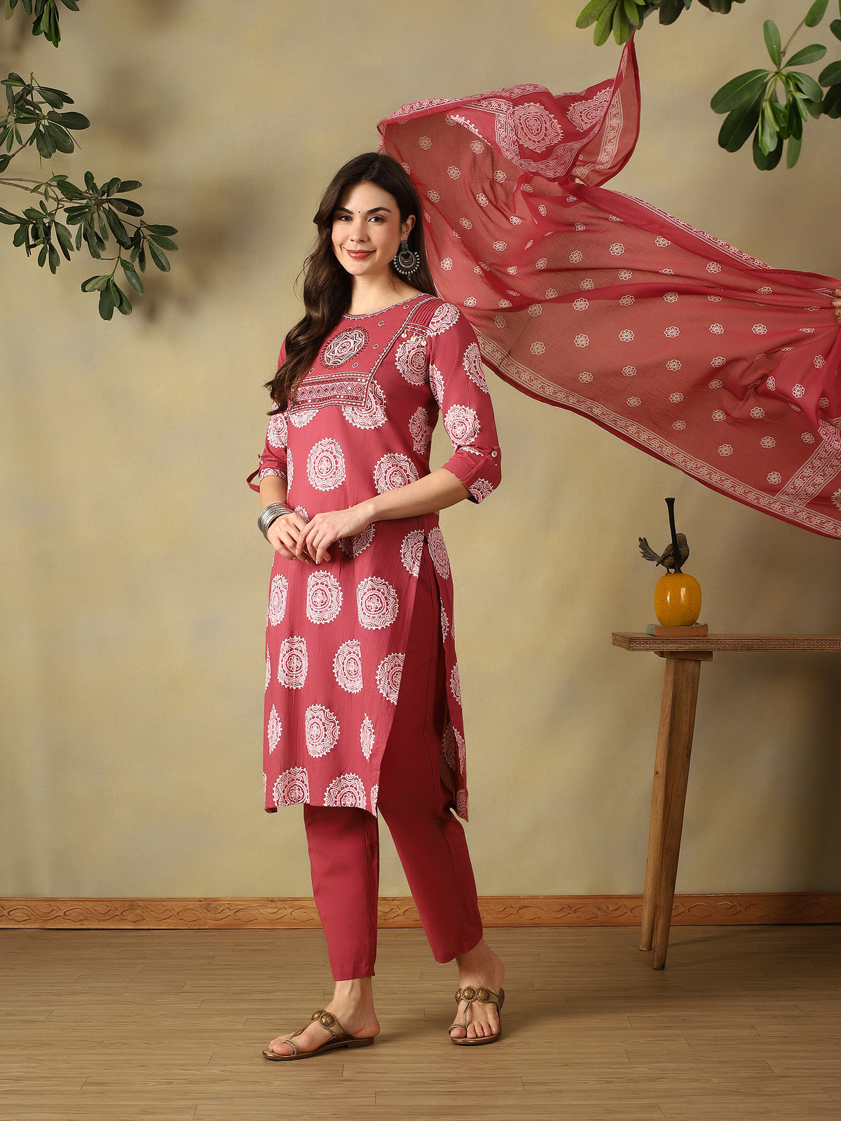 Mamicha Maroon Ethnic Set