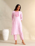 Ananya Pink Zari Stripe Kurta-Set