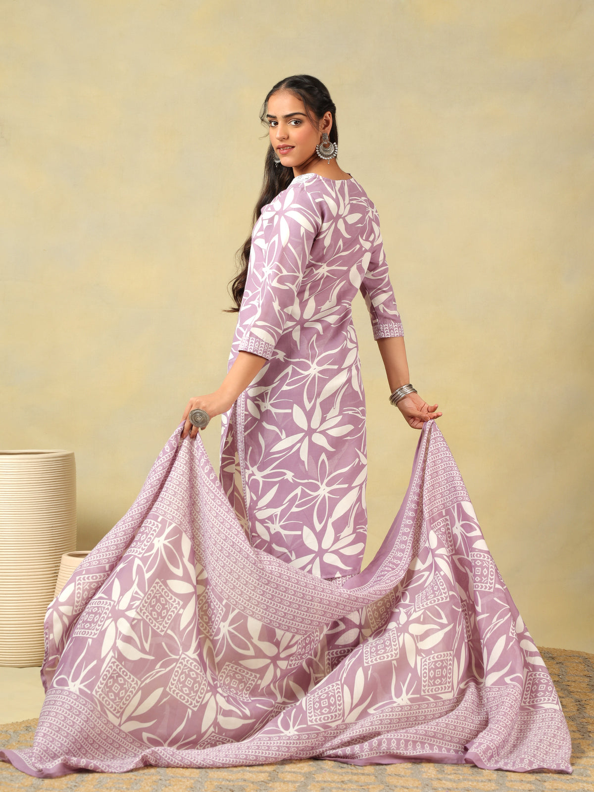 Myra Lavender Leaf Suit Set