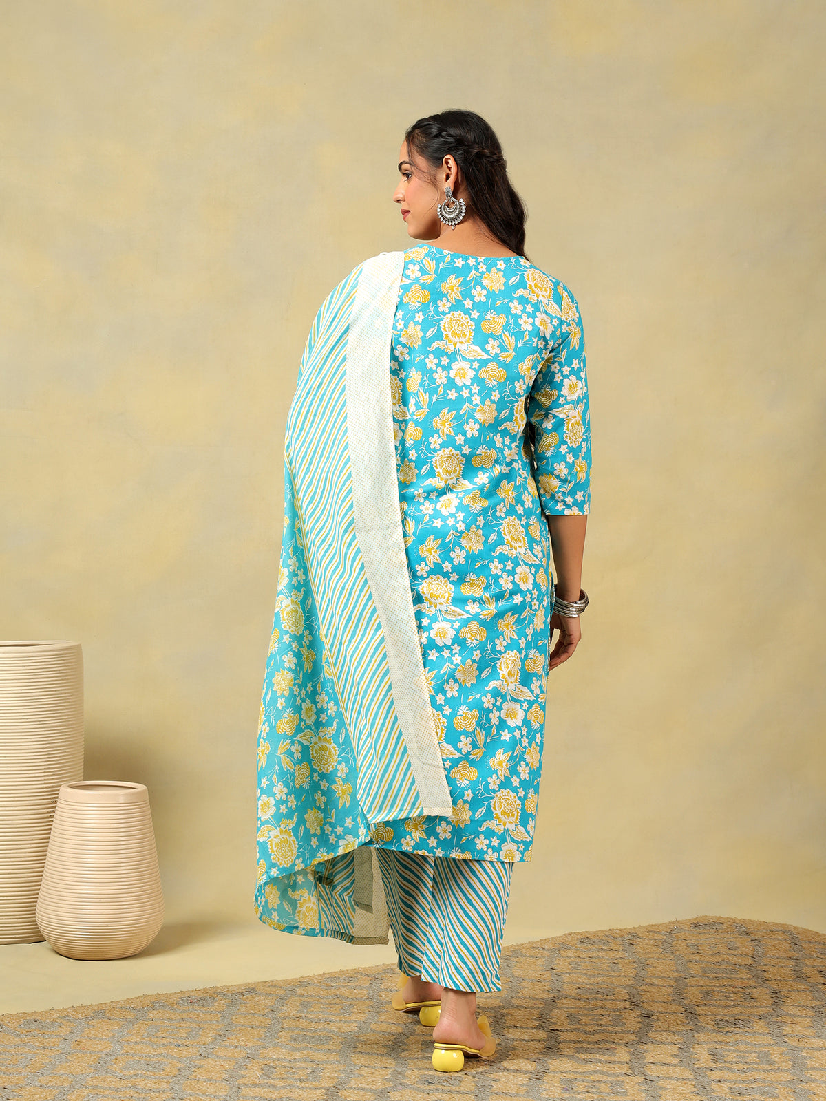 Myra Turquoise Sun-Bloom Suit Set