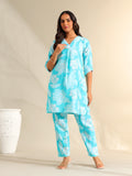 Ojasvi Aqua Botanical Kurta Set