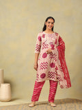 Diya Crimson Geometric Block Print Suit Set