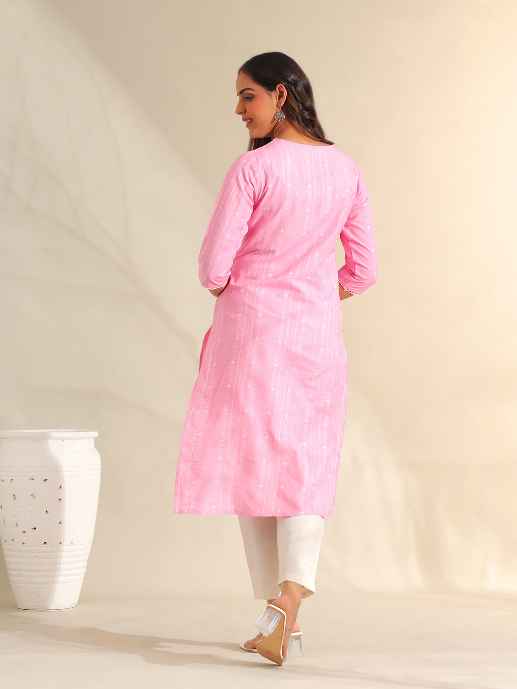 Pari Rose Zari Stripe Kurta-Set