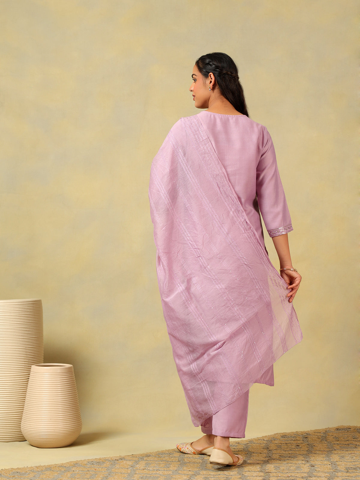 Meher Lavender Sequin Suit Set