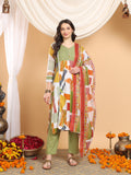 Navya Olive Geometric Fusion Set