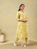 edika Olive-Lime Floral Suit Set