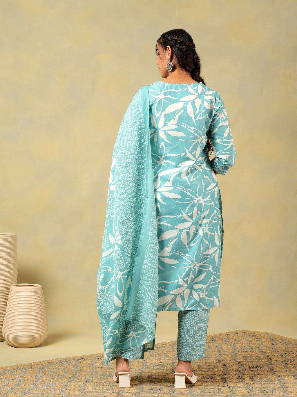 Diya Seafoam Leaf Suit Set