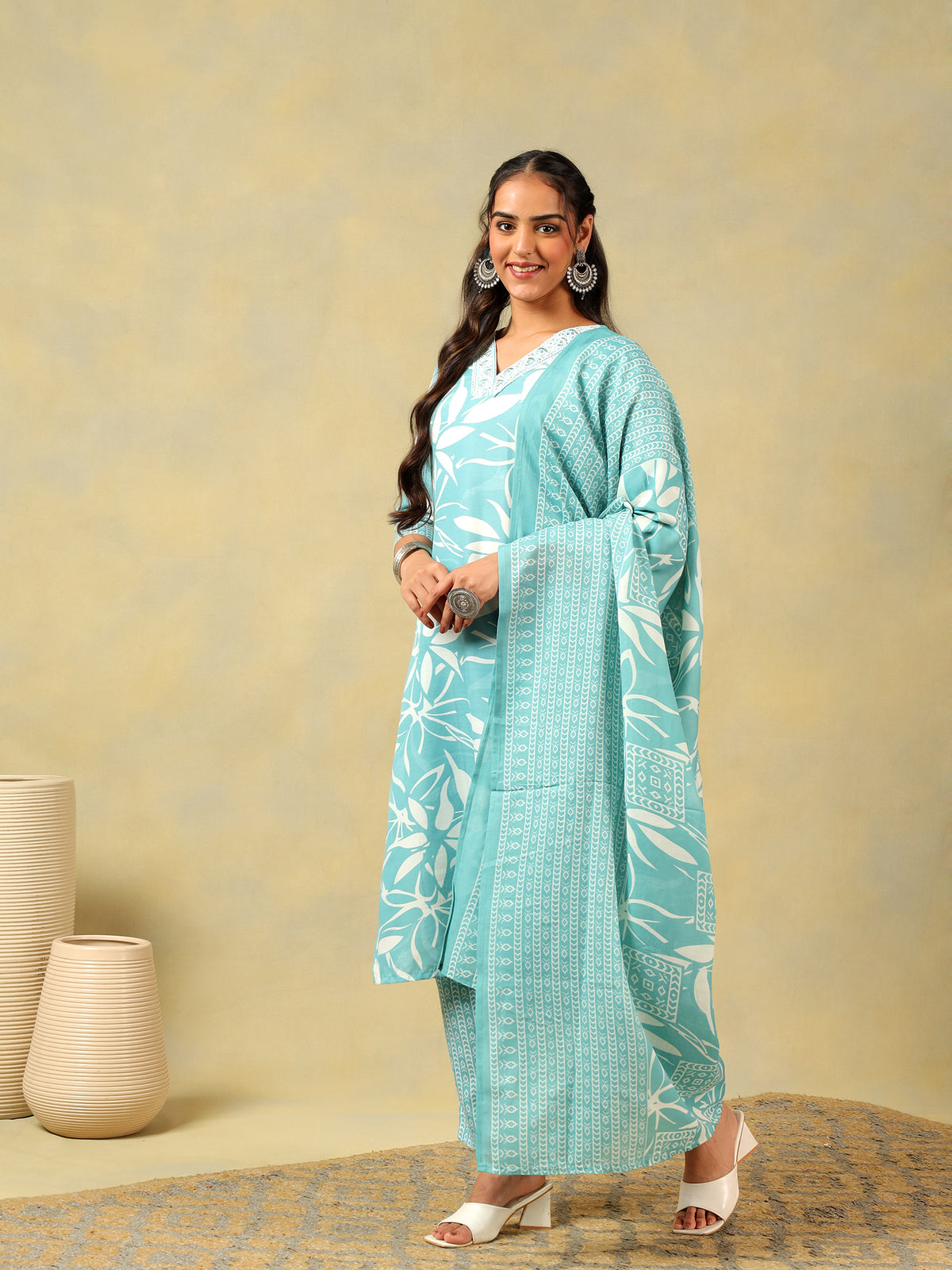 Diya Seafoam Leaf Suit Set