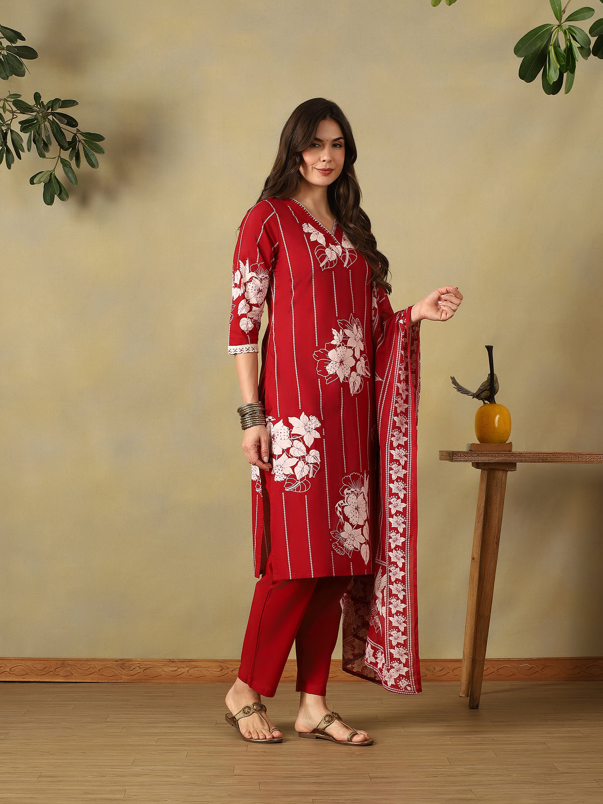 Mamicha Maroon Ethnic Set