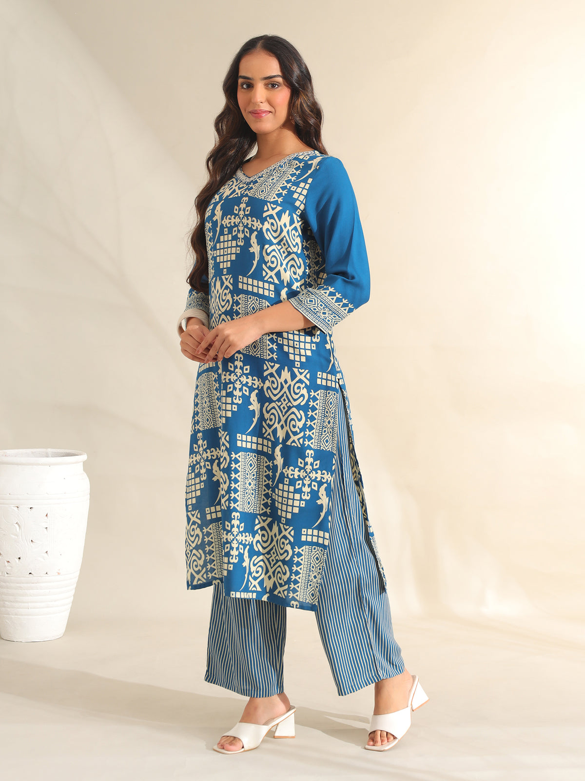Noor Azure Tribal Kurta Set